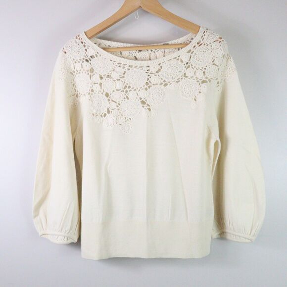 EC Knitted & Knotted Crochet Accent top size L - Picture 1 of 7